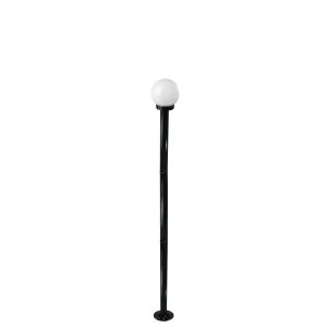 POSTE DE JARDIM COM GLOBO DE VIDRO LEITOSO 1,75M P10/B10 EM AÇO PRETO
