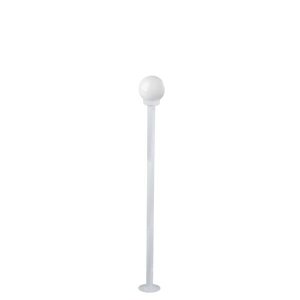 POSTE DE JARDIM COM GLOBO DE VIDRO LEITOSO 1,75M P10/B10 EM AÇO BRANCA