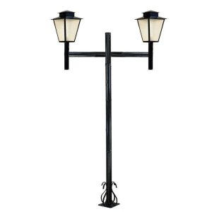 Poste de Jardim Colonial Quadrado Duplo 2,0m P3/2 em Aço Preto