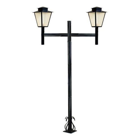 Poste de Jardim Colonial Quadrado Duplo 2,0m P3/2 em Aço Preto