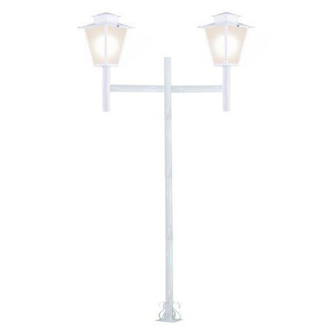 Poste de Jardim Colonial Quadrado Duplo 2,0m P3/2 em Aço Branco