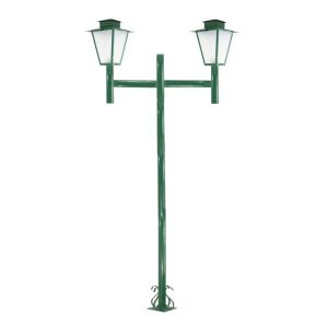 Poste de Jardim Colonial Quadrado Duplo 2,0m P3/2 em Aço Verde