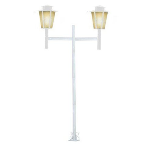 Poste de Jardim Colonial Sextavado Duplo 2,0m P9/2 em Aço Branco