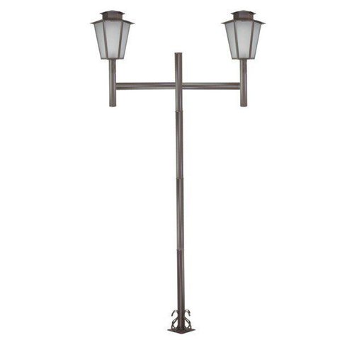 Poste de Jardim Colonial Sextavado Duplo 2,0m P9/2 em Aço Marrom