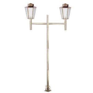 Poste de Jardim Colonial Sextavado Duplo 2,0m P9/2 em Aço Ouro Velho