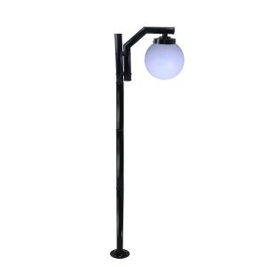 Poste de Jardim com Globo de Polietileno Leitoso 2,16m P23/1 em Aço Preto