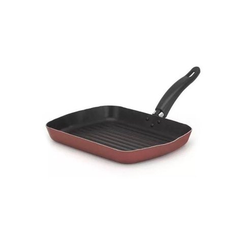 Frigideira Bifeteira Grill Techflon Alumínio Antiaderente 23cm Vermelho Nacional