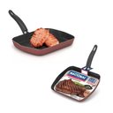 Ver imagem 3 de Frigideira Bifeteira Grill Techflon Alumínio Antiaderente 23cm Vermelho Nacional