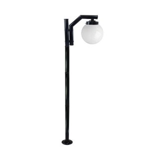 Poste de Jardim P23/1 com Globo de Vidro Leitoso 15x28 2,16m em Aço Fosfatizado Preto