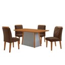 Ver imagem 2 de Mesa de Jantar Diane e 4 Cadeiras Melissa Moderna Mobilia Veludo Marrom/naturalle Laminado