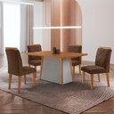 Ver imagem 1 de Mesa de Jantar Diane e 4 Cadeiras Melissa Moderna Mobilia Veludo Marrom/naturalle Laminado