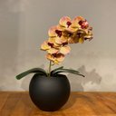 Ver imagem 1 de Arranjo de Orquídea Rosa Tigre Centro de Mesa no Vaso Preto