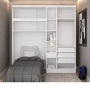 Ver imagem 2 de Guarda Roupa Modulado Solteiro Safira 018 6 Portas de Bater 3 Gavetas MDF Branco