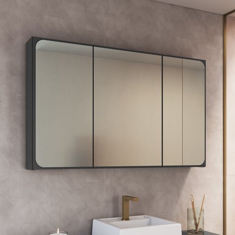 Espelheira para Banheiro 100cm com 3 Portas Lavinia Grafite