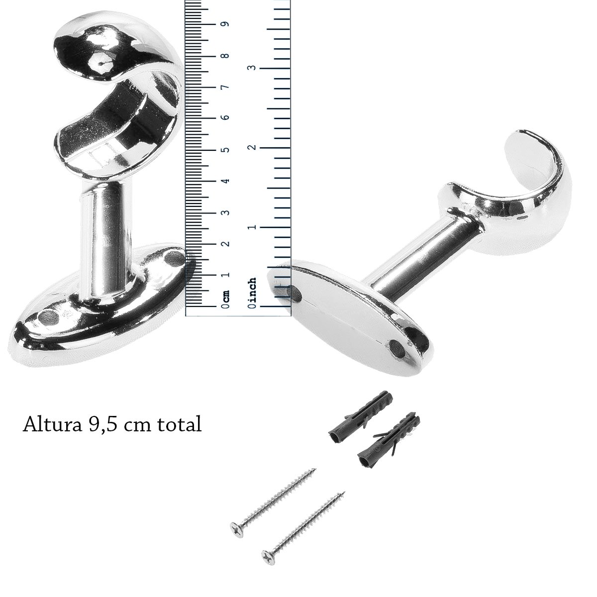 Varão para Cortina 2,30 m com 28mm Grosso e Suporte Aluminio Maciço Resistente - 3