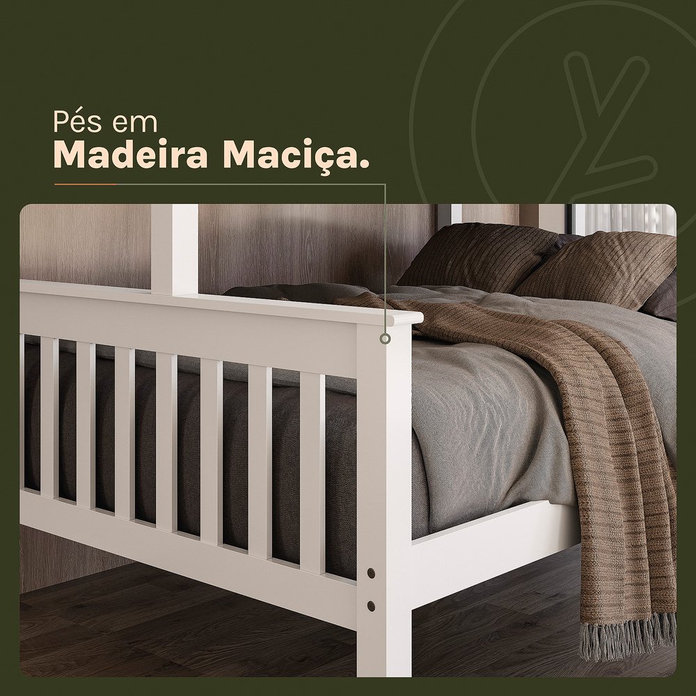 Beliche com Cama de Casal Solteiro de Madeira Merk Moveis - 8