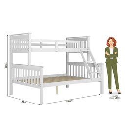 Beliche com Cama de Casal Solteiro de Madeira Merk Moveis - 9