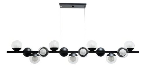 Lustre Pendente de Teto Modelo Jabuticaba 13 Globos Vidros - Bivolt - Preto/transp - 2