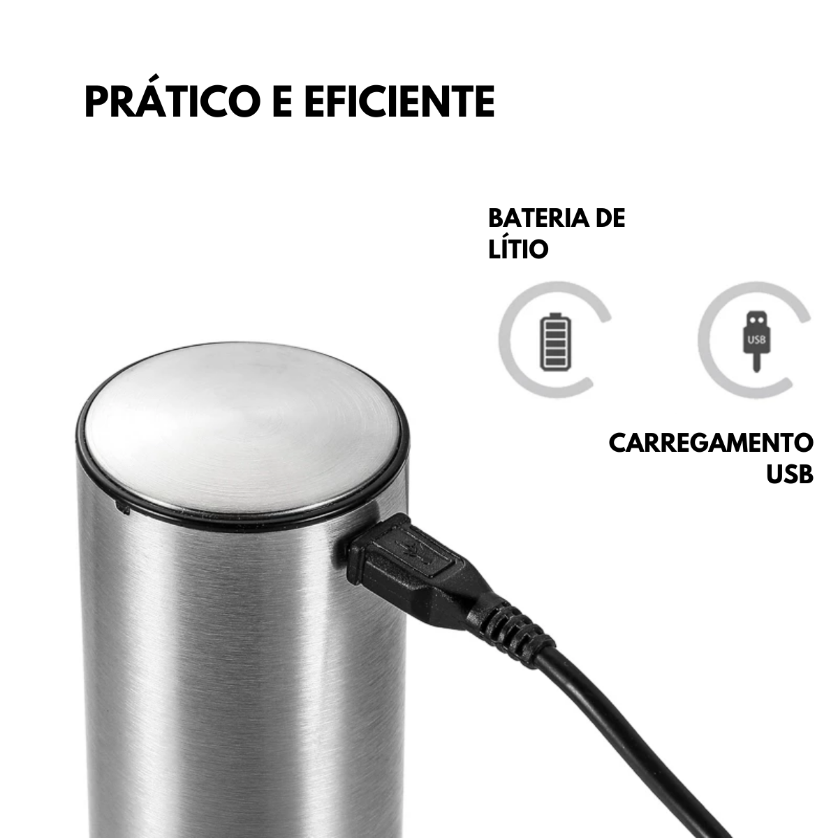 Abridor de Vinho Elétrico Aço Inox Saca Rolhas Portátil Recarregável - 5