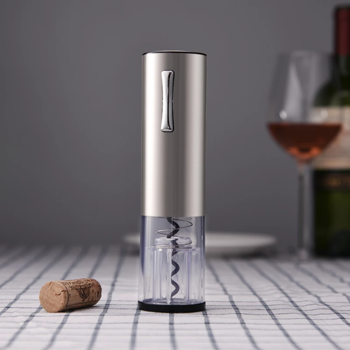 Abridor de Vinho Elétrico Aço Inox Saca Rolhas Portátil Recarregável - 2