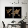 KIT 2 QUADROS DECORATIVOS GOLDEN MAP - Preta - 15x21 cm - 2