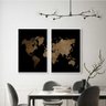 KIT 2 QUADROS DECORATIVOS GOLDEN MAP - Preta - 15x21 cm - 1