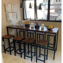 Mesa Bistrô Estilo/Modelo Industrial com 6 banquetas (1,80 x 0,60) - 2