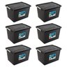 Kit 6 Caixas Organizadoras com Tampa e Trava 56 Litros Preta - 1