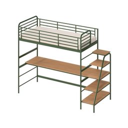 Cama Alta com Escrivaninha Multifuncional em Ferro Aço Carbono Tubular Teko Casatema - 2