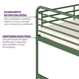 Cama Alta com Escrivaninha Multifuncional em Ferro Aço Carbono Tubular Teko Casatema - 6