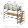 Cama Alta com Escrivaninha Multifuncional em Aço Carbono Tubular Teko Casatema MadeiraOriginals - 3