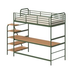 Cama Alta com Escrivaninha Multifuncional em Ferro Aço Carbono Tubular Teko Casatema - 11