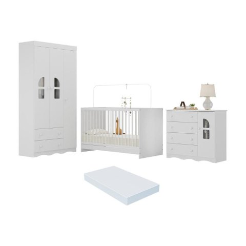 Quarto de Bebê Completo com Berço 3 em 1 com Colchão Incluso Liz Multimóveis Mp4575