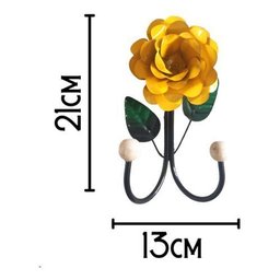 Cabide 2 Ganchos Rosas de Ferro - Suporte Duplo:amarelo - 3