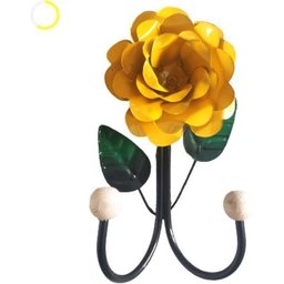 Cabide 2 Ganchos Rosas de Ferro - Suporte Duplo:amarelo - 2