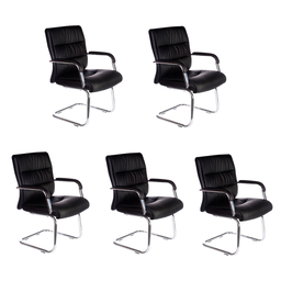 Kit 5 Cadeiras Escritório Fixa Estofada W-50a Preta - 1