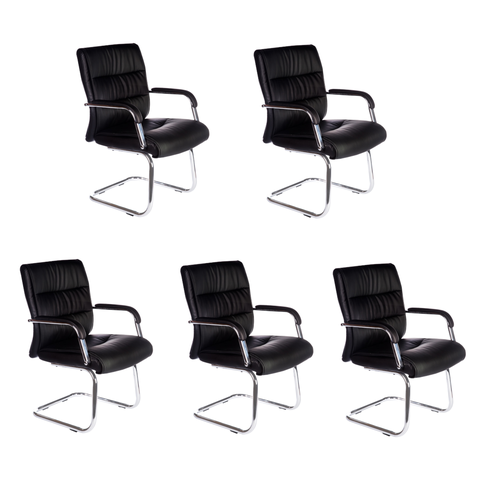 Kit 5 Cadeiras Escritório Fixa Estofada W-50a Preta