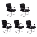 Ver imagem 1 de Kit 5 Cadeiras Escritório Fixa Estofada W-50a Preta