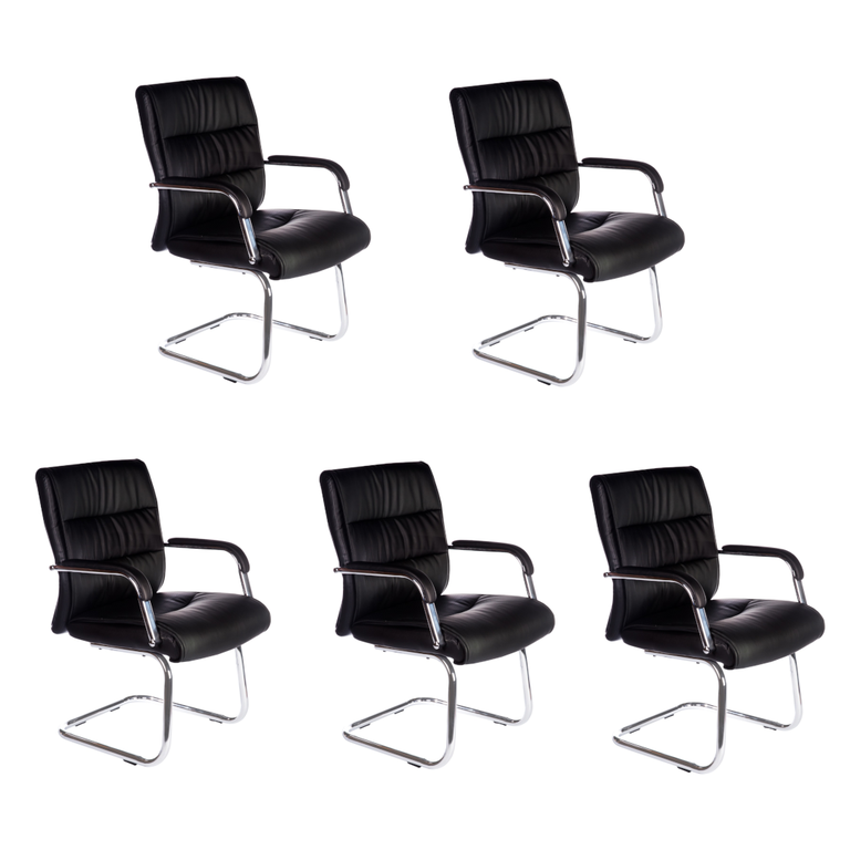 Kit 5 Cadeiras Escritório Fixa Estofada W-50a Preta Kit 5 Cadeiras Escritório Fixa Estofada W-50a Preta