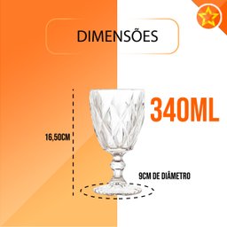 Jogo de Taça de Vidro Diamond 340ml Belakaza:transparente - 2