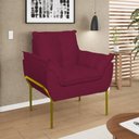 Ver imagem 2 de Poltrona Sofá Luxo Base Metal Dourada Recepção Escritório Marsala