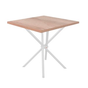 Mesa Pequena Quadrada 75x75 de Cozinha sem Cadeiras - Branco e Carvalho