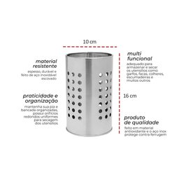 Porta Talheres Utensilios Suporte Aço Inox 1un - 2
