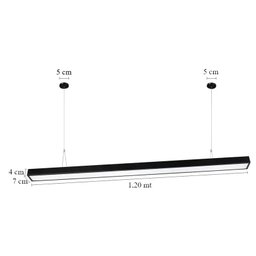 Luminária Pendente LED linear Otan 24w 4000k 1,20mt Preto - 3