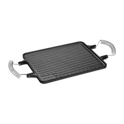Chapa Reta Ferro Fundido Dupla Face Alça Espiral 28cm X 23cm - 1