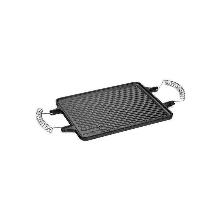 Chapa Reta Ferro Fundido Dupla Face Alça Espiral 28cm X 23cm