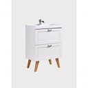 Ver imagem 2 de Gabinete para Banheiro Milano 3 Gavetas 1 Prateleira MDF 60cm Branco com Cuba e Armário On Móveis