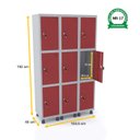 Ver imagem 2 de ROUPEIRO DE AÇO 3M 09 PORTAS FECHADURA PANDIN - CINZA/VERMELHO GRF 503/9 DI