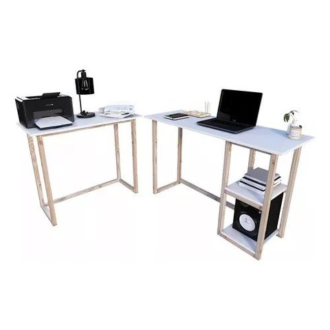 Combo Mesa Retangular Cozinha Jantar Multifunção Madeira/mdp Technox Branco