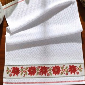 Pano de Copa Natal Vida Kit 2 Peças - Dohler Branco/vermelho